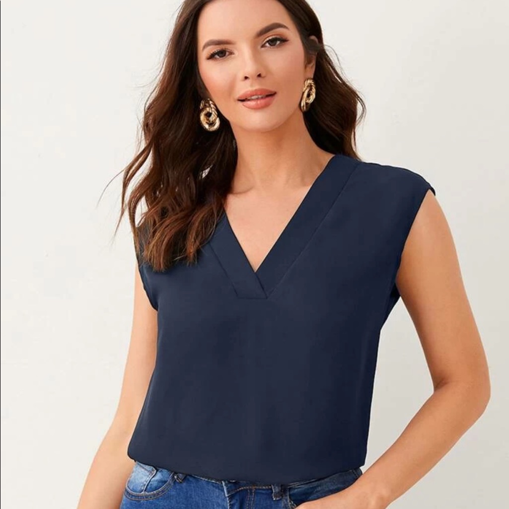 Shein V-Neck Solid Top
